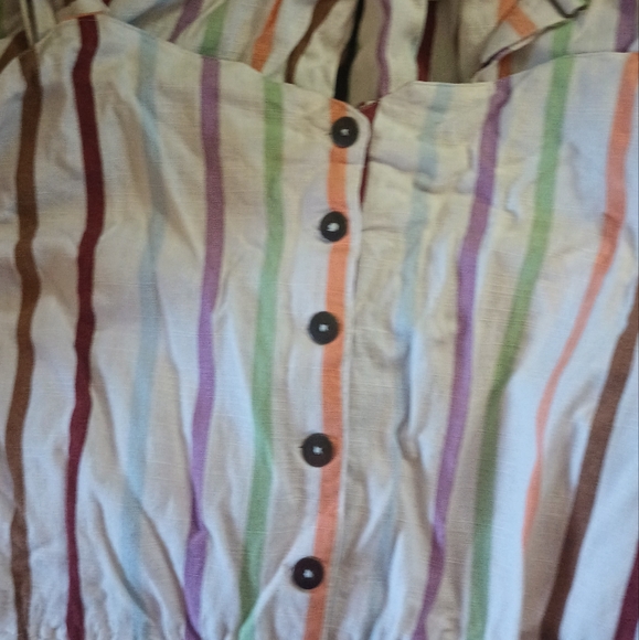 Modcloth Jumpsuit, Modcloth Plus Size, Modcloth Striped Jumpsuit 2x, Linen Blend - Picture 3 of 8